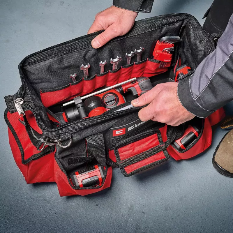Einhell 4540036 E-Case Bag bolsa de ferramentas de sistema, poliéster, carga de 30 kg, preto/vermelho