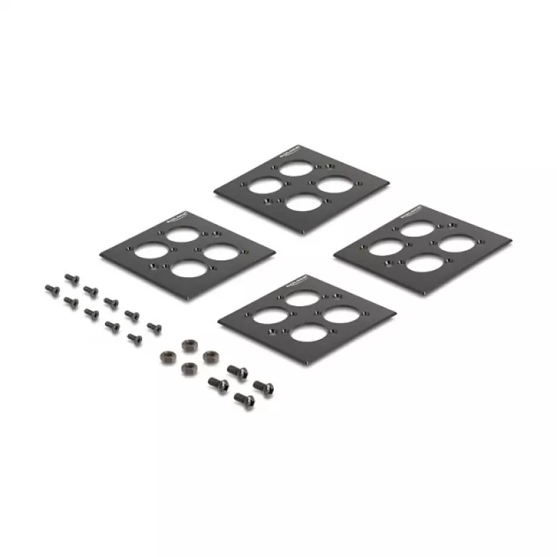 Delock 88195 patch panel de 19" tipo D com 4 placas de 86 x 86 mm, 4 portas, 2U, preto