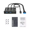 Graugear G-MP01 painel frontal múltiplo com hub USB de 3 portas, 1x USB-C 3.2 Gen2 + 2x USB-A 3.0, preto