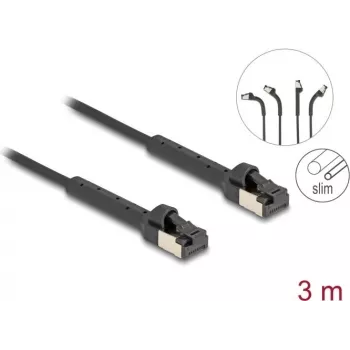 Cabo de rede DeLOCK RJ45 fino Cat.6A U/FTP 3 m preto