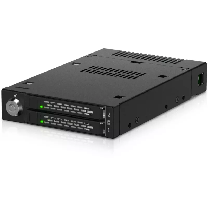 ICY DOCK - ToughArmor - MB834MK-B V2 - 2x M.2 NVMe para 1x baía de 3,5 polegadas moldura removível fecho de chave metálico SlimSAS 4i preto