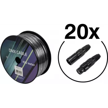 Conjunto de cabos DMX EUROLITE 20000431 — 2 x 0,22 mm² condutores, comprimento 100 m