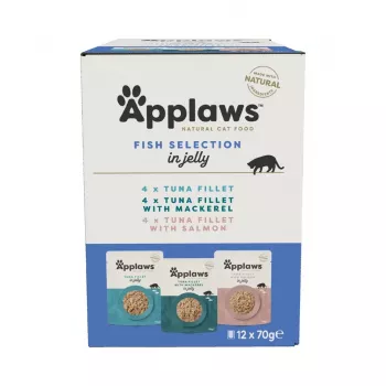 Applaws Seleção de Peixe Multipack em Caldo - Alimento húmido para gatos, 12 x 70 g
