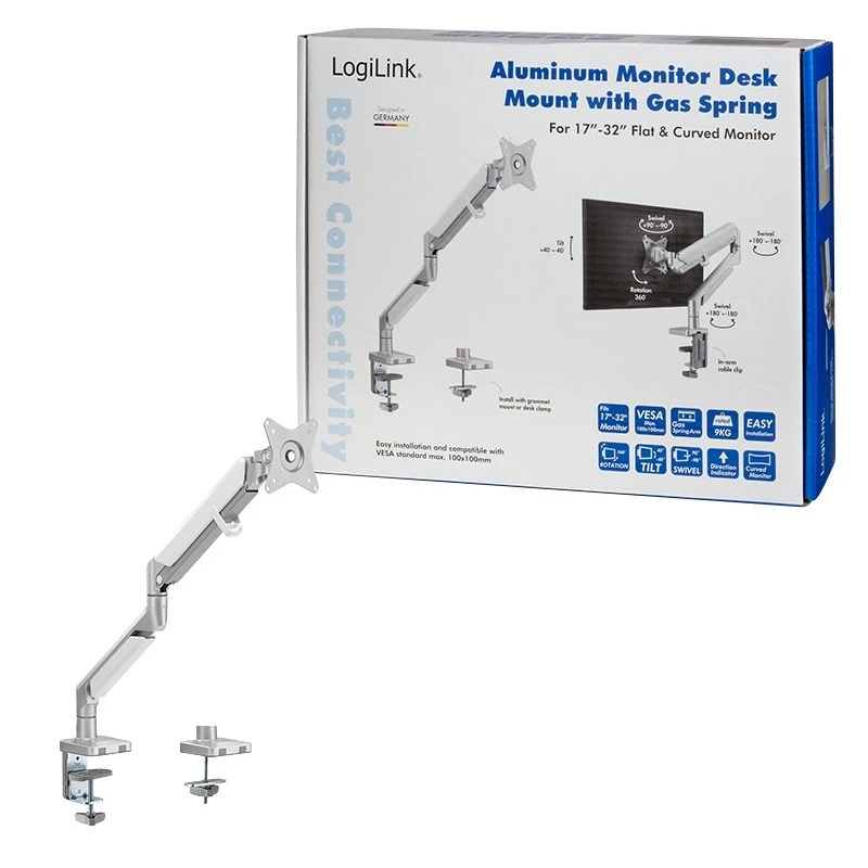 Suporte de monitor LogiLink BP0086 81,3 cm (32 polegadas) de secretária prateado