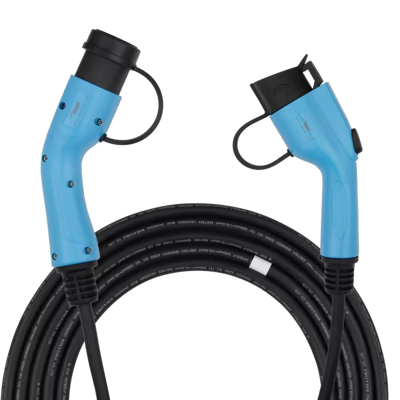 Cabo de carregamento EV Akyga AK-EC-08 Type 2 para Type 1, monofásico, 32 A, 7,2 kW, 6 m