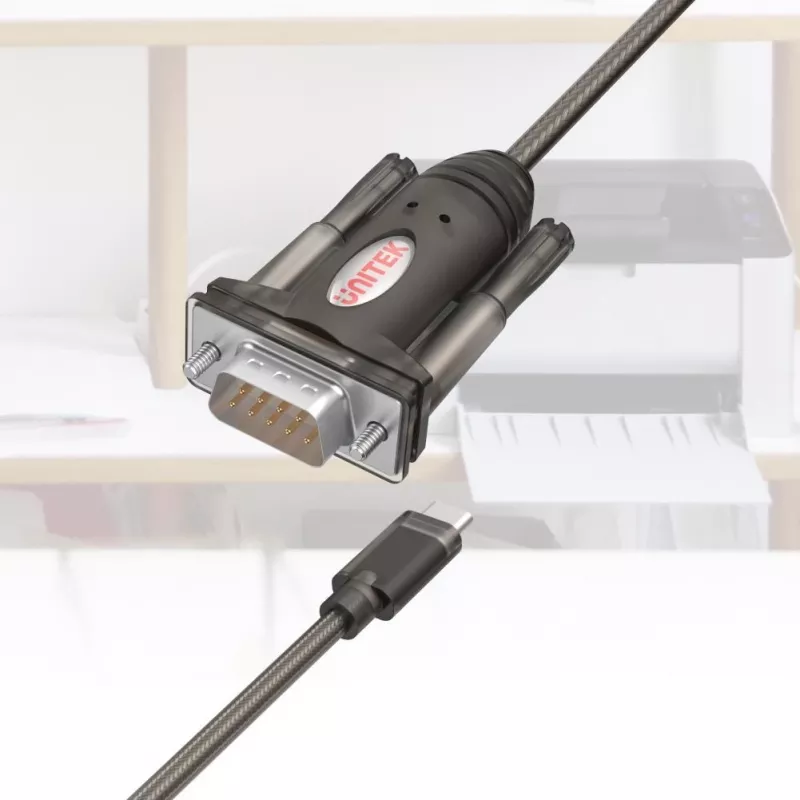 Unitek Y-1105K adaptador de USB-C para RS-232, 1,5 m, preto