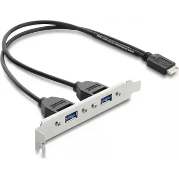 Placa adaptadora USB Type-E Key B interna DELOCK 67346 — 2× USB-A 5 Gbit/s com chapa de slot