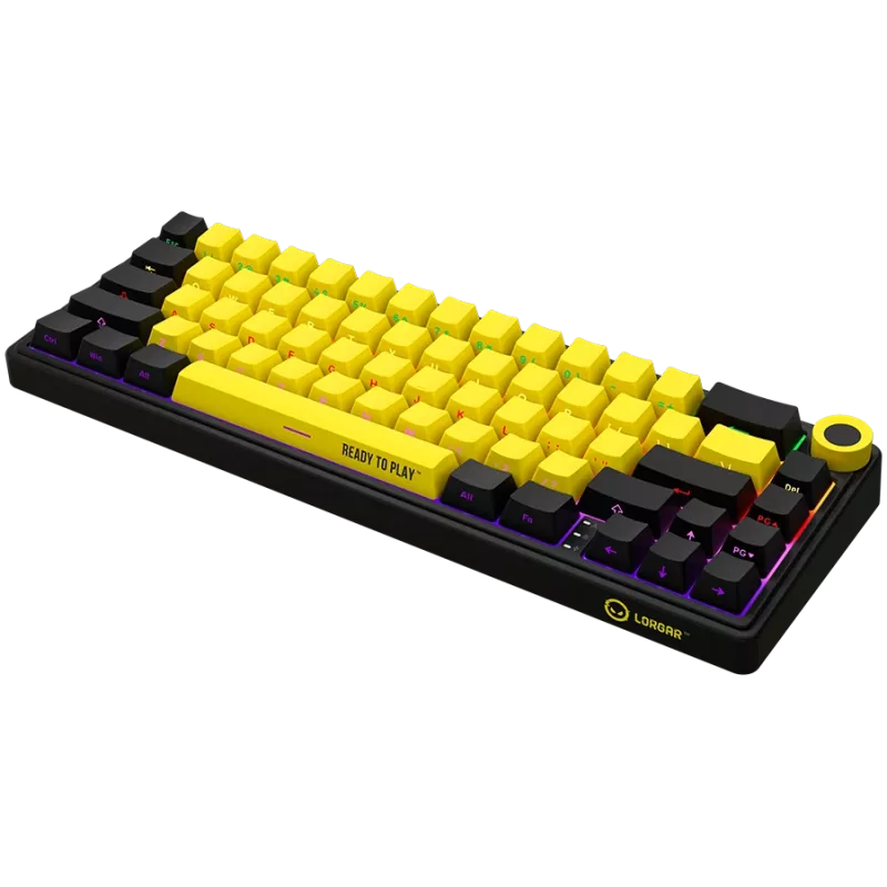 Teclado de gaming mecânico LORGAR KBP70MW 65% preto amarelo layout EN
