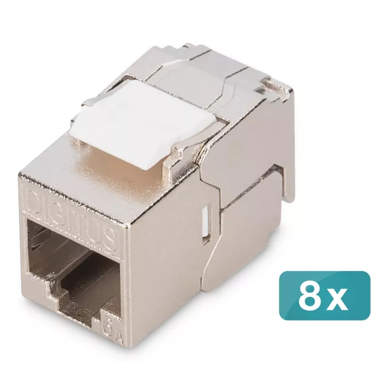 Módulo Keystone compacto Digitus CAT 6A blindado montagem sem ferramentas conector 8 unid.