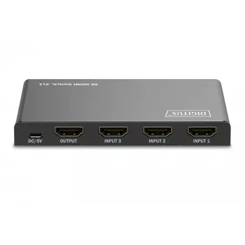 Comutador HDMI 4K Digitus 3x1 metal preto 18 Gbit/s