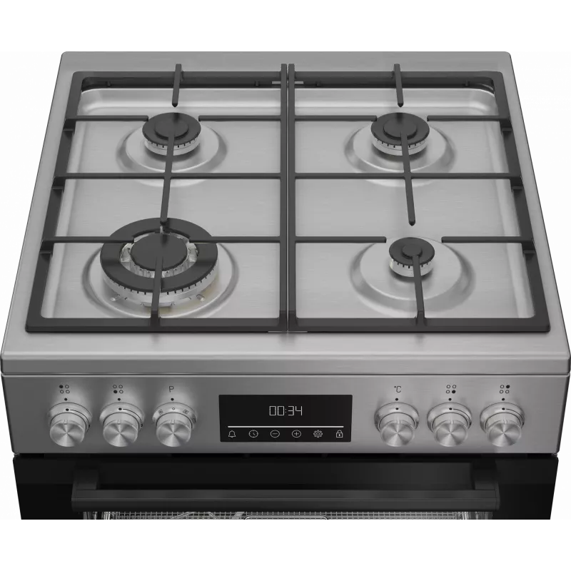 Fogão BEKO | FBMA61330GXDT | Tipo de placa gás | Tipo de forno elétrico | Aço inoxidável | Largura 60 cm | Grelhar | LED | Profundidade 60 cm | 72 L