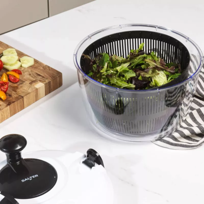 Centrifugadora de salada Salter BW13899EU7 capacidade 5 L, tigela e cesto de plástico sem BPA