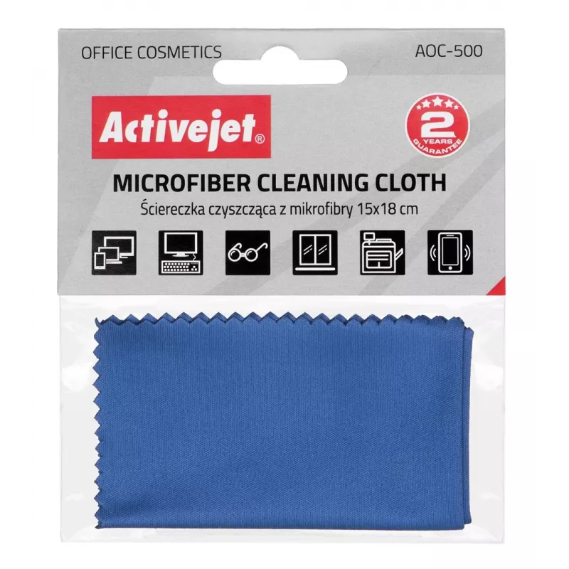 Pano de limpeza ActiveJet AOC-500 microfibra 15×18 cm, anti-dedadas, sem riscos