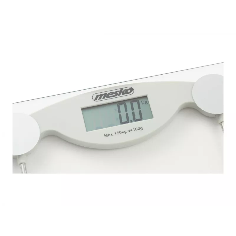 Balança de pessoa eletrónica Mesko MS 8137 — capacidade 150 kg, precisão 100 g, branco/transparente