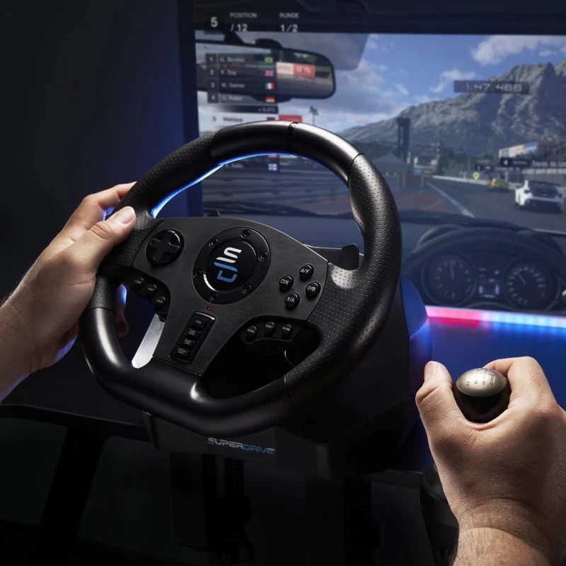 Volante + pedais Subsonic GS850-X preto rotação 270° USB