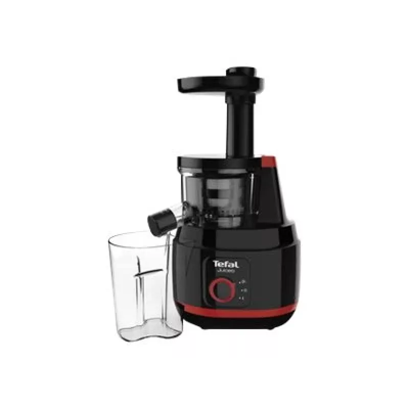 Tefal Juiceo ZC150838 extrator de sumo lento, 150 W, depósito de polpa de 0,8 l, preto/vermelho