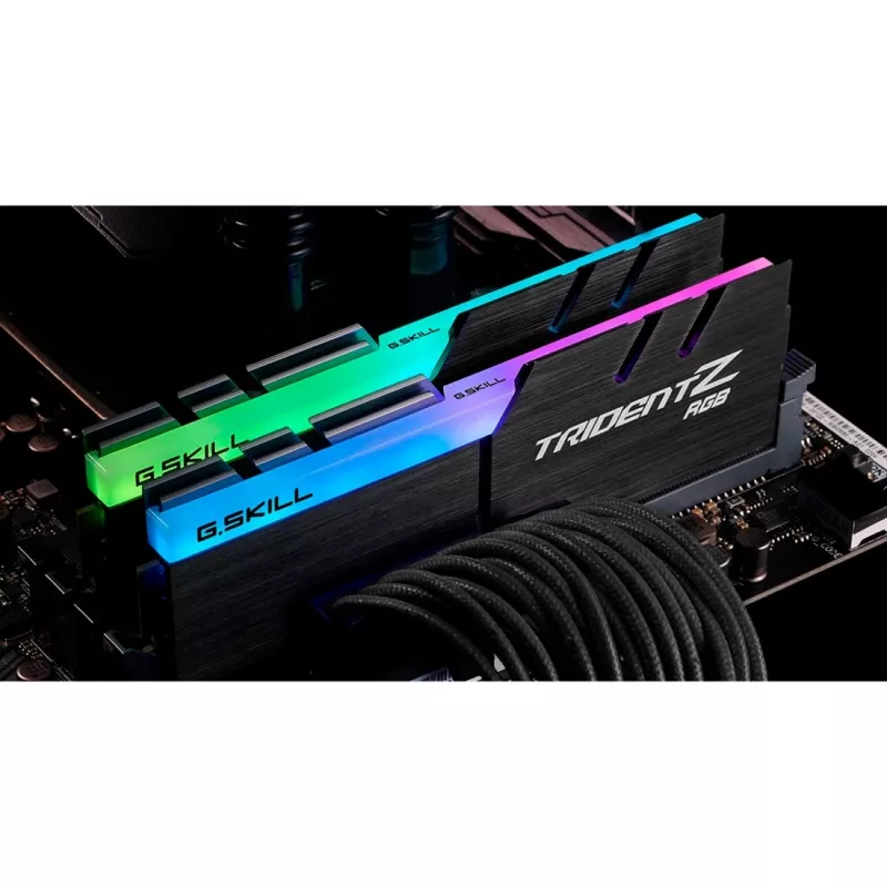 DIMM 16 GB DDR4-3200 (2x 8 GB) kit duplo, memória RAM preta, F4-3200C16D-16GTZR, Trident Z RGB, INTEL XMP