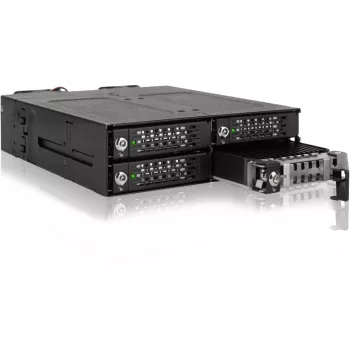 ICY DOCK - ToughArmor MB720MK-B V3 - 4x PCIe 4.0 M.2 NVMe para 4x OCuLink em 1x baía de 5,25 moldura móvel metal preto com fecho de chave (compatível com Tri-Mode)