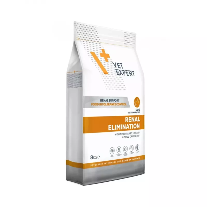 Alimento seco para cães VETEXPERT Veterinary Diet Renal Elimination — adulto, sabor coelho, 8 kg, proteína 15,8 %, gordura 19,5 %