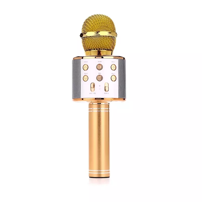 Microfone MANTA MIC10-G dourado cardioide portátil — condensador cardioide, design de mão
