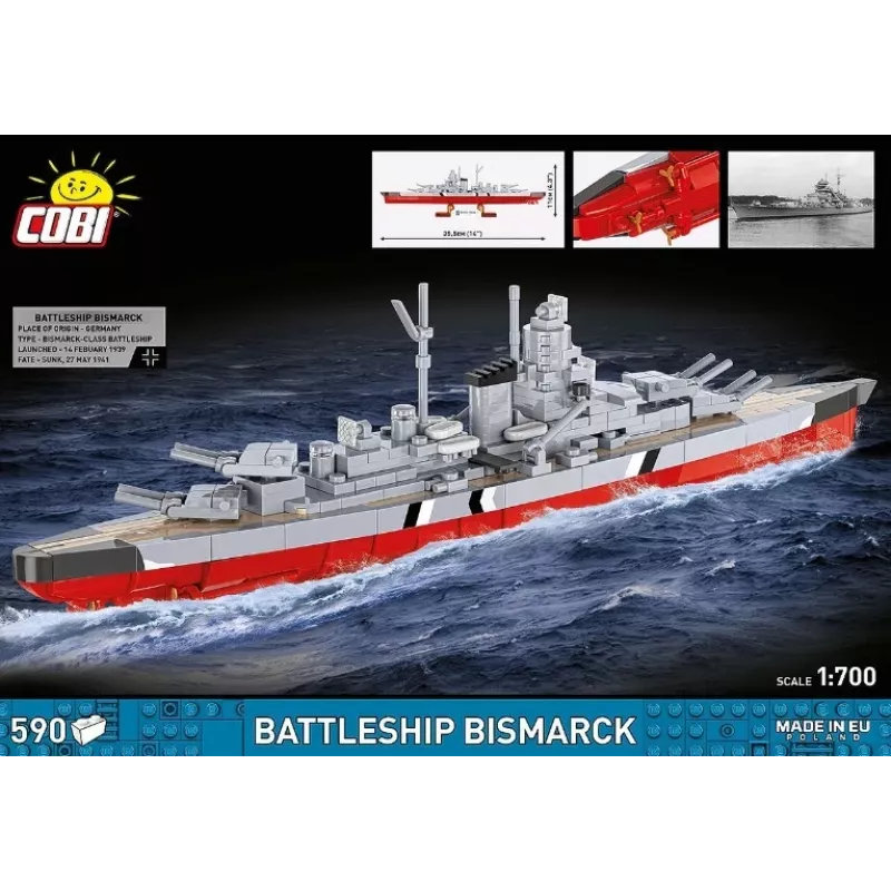 Conjunto de construção Cobi Couraçado Bismarck modelo, 590 peças