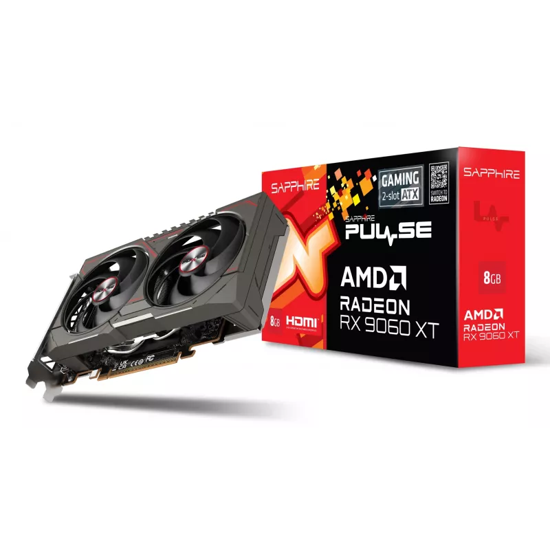 Placa gráfica Sapphire Radeon RX 9060 XT – 8 GB GDDR6, 128 bits, PCIe x16 5.0, refrigeração dual-fan