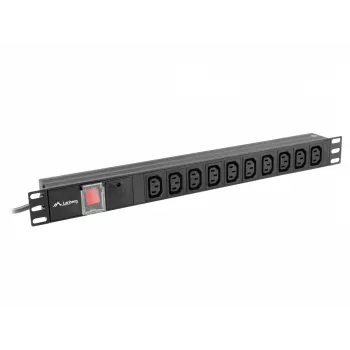 Unidade de distribuição de energia LANBERG PDU-10I-0200-IEC-BK — 10 saídas C13, cabo de 2 m, 10 A, 2500 W, preto