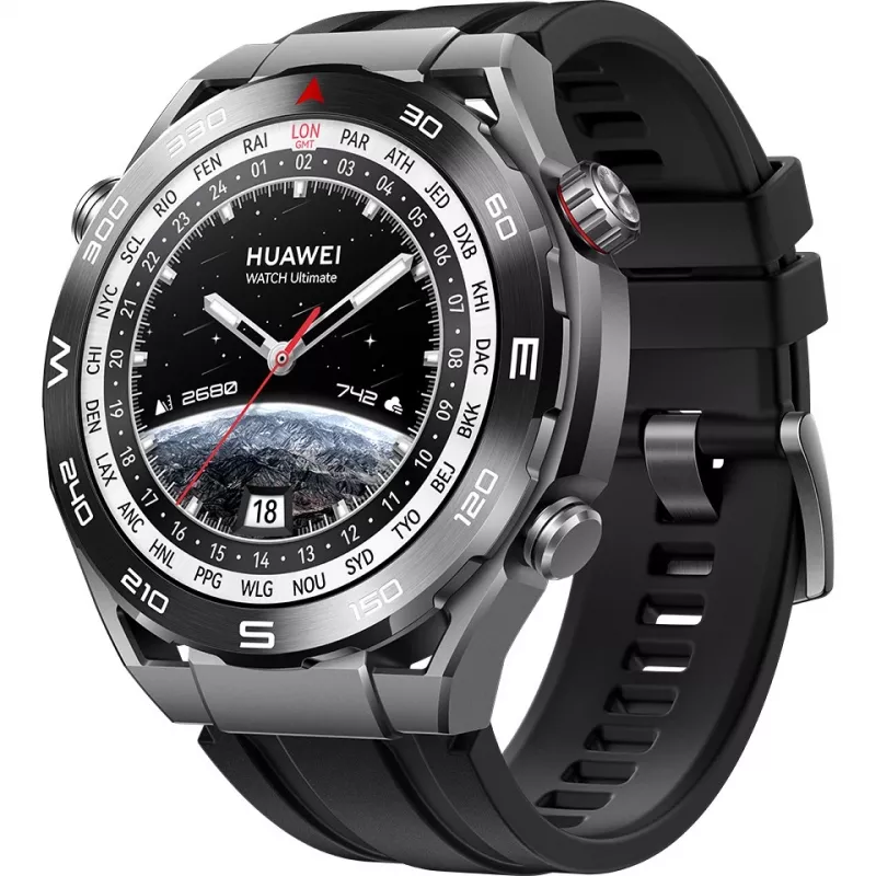 Huawei Watch Ultimate – Smartwatch com bracelete – borracha nitrílica hidrogenada (HNBR) – perímetro do pulso: 140–210 mm – ecrã 3,8 cm (1,5