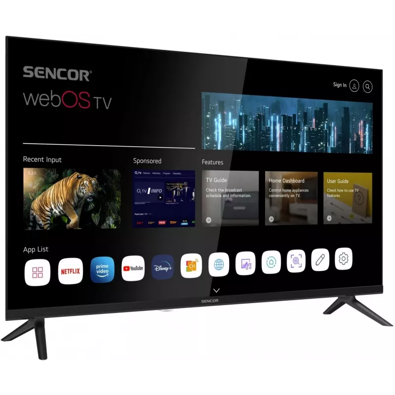 LED SMART TV SENCOR SLE 32S803B 32 polegadas webOS HD 1366×768, HDR10, Wi‑Fi, Bluetooth, DVB‑T/T2/C/S/S2, 3×HDMI, 2×USB