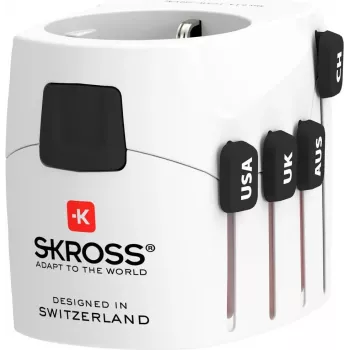 Adaptador de viagem universal branco Skross PRO Type-C E F