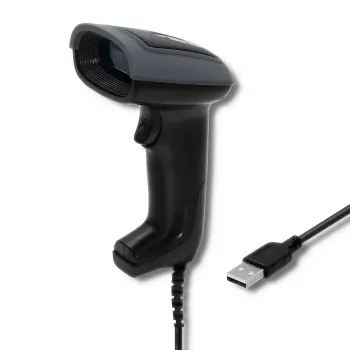 Leitor de códigos de barras manual QOLTEC 50863 — leitor 1D/2D, USB com fios, sensor LED, preto, 5V, cabo de 1,8 m