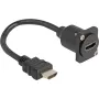 Cabo HDMI D-Type DeLOCK macho para fêmea preto 20 cm