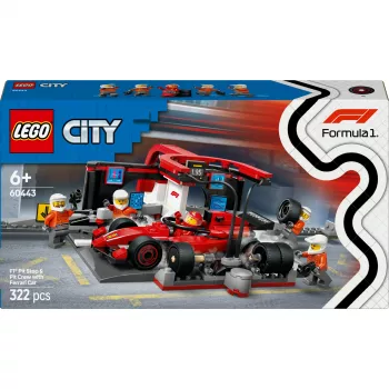 LEGO City conjunto de boxes F1 60443 – Carro Ferrari F1, 322 peças, 5 minifiguras, idade 6+
