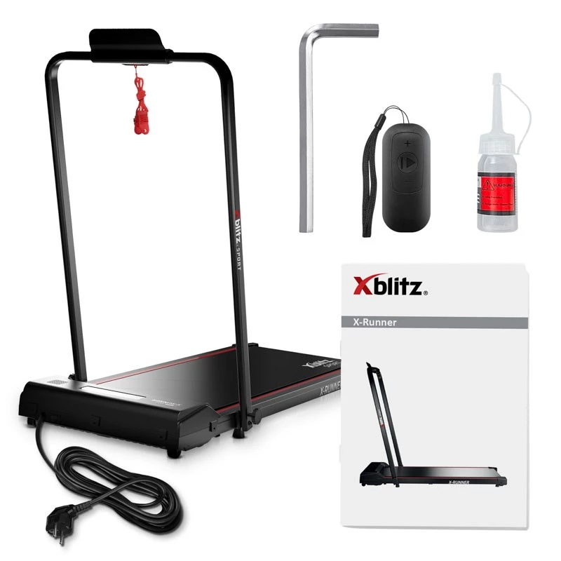 Passadeira motorizada Xblitz X-RUNNER — dobrável compacta, velocidade máx. 12 km/h, carga máx. 120 kg, preto