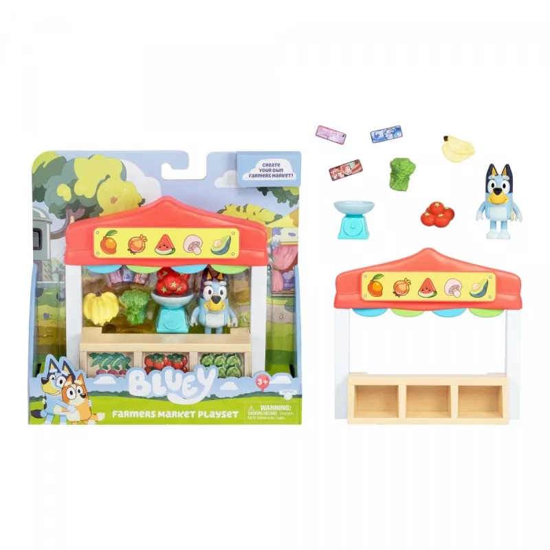Conjunto de figuras de brincar TMTOYS Mini Bluey Lebensmittelladen BLU17555 – conjunto de mini figuras para diversão