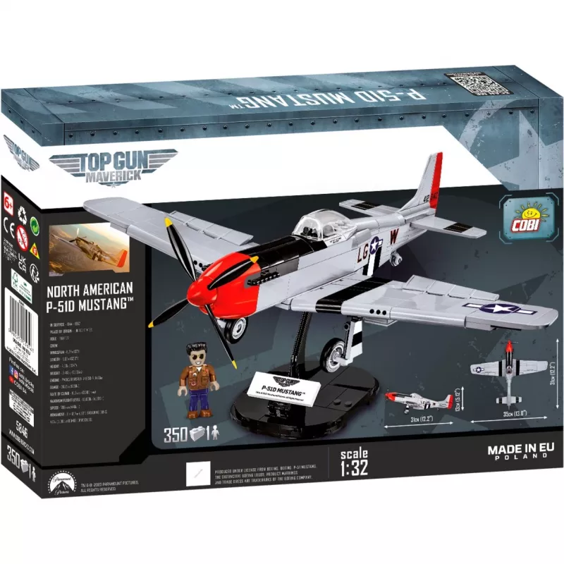 Top Gun Maverick P51D Mustang, brinquedo de construção escala 1:32