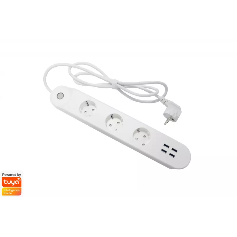 Régua de tomadas inteligente Denver SHP-300U 3 tomadas AC tipo E 4 branco