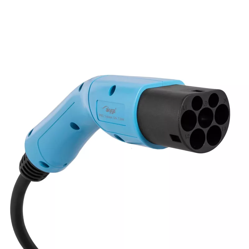 Cabo de carregamento EV Akyga AK-EC-08 Type 2 para Type 1, monofásico, 32 A, 7,2 kW, 6 m