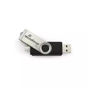 MediaRange MR932 - unidade flash USB - 32 GB - USB 2.0 / Micro-USB - preto/prateado (MR932-2)