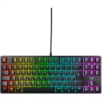 No name Teclado K4V2 TKL – design compacto tenkeyless, com fios, preto, layout UK