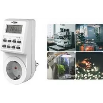Temporizador de tomada digital Ansmann 1260-0009 programa diário, programa semanal 3680 W função aleatória, mudança de hora de verão/inverno, função de programação (1260-0009)