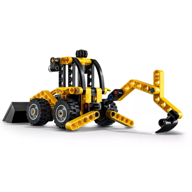 Conjunto de construção LEGO Technic Retroescavadora 42197 — direção articulada, carregador funcional, 104 peças, idade recomendada 7+