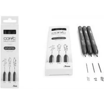 COPIC Multiliner fineliner preto 0,5 + 0,8 + 1,0 mm, 3 unid. (22075632)