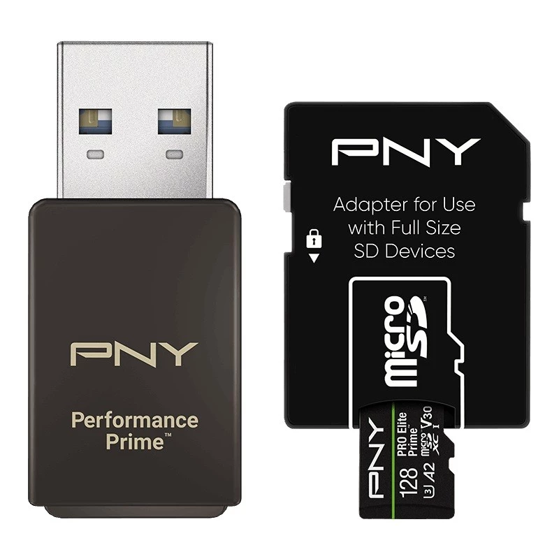 Cartão de memória microSDXC Elite Prime 128GB + adaptador SD + leitor de cartões USB-A
