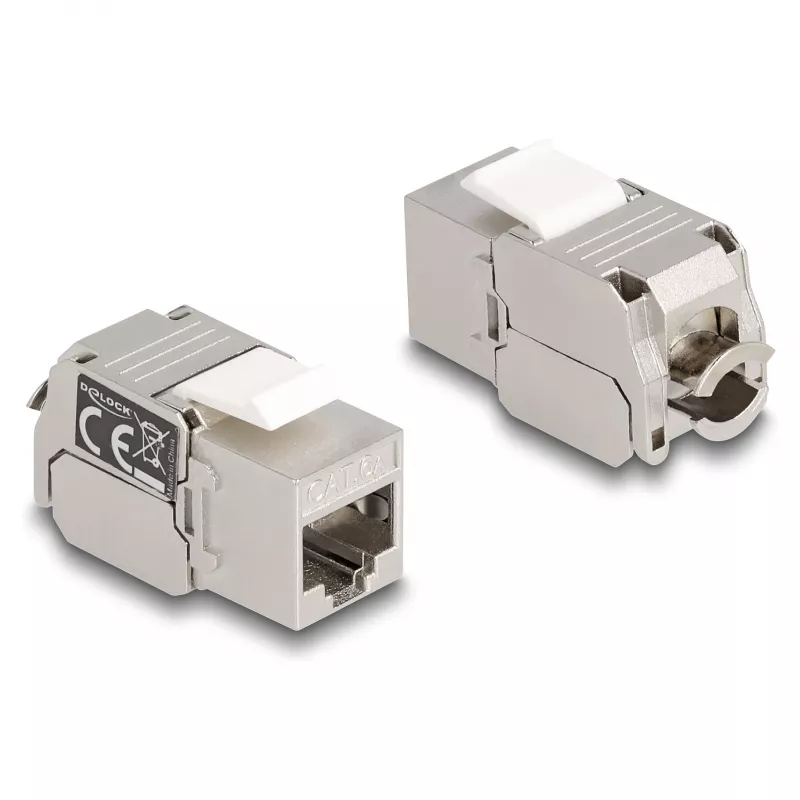 Módulo Keystone DeLOCK RJ45 fêmea para LSA Cat.6A com LED prateado-branco