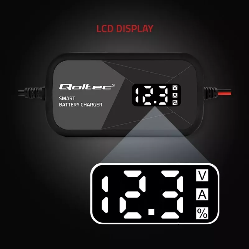 Carregador de baterias QOLTEC 52492 12V 2A com controlo por microprocessador e regeneração de células