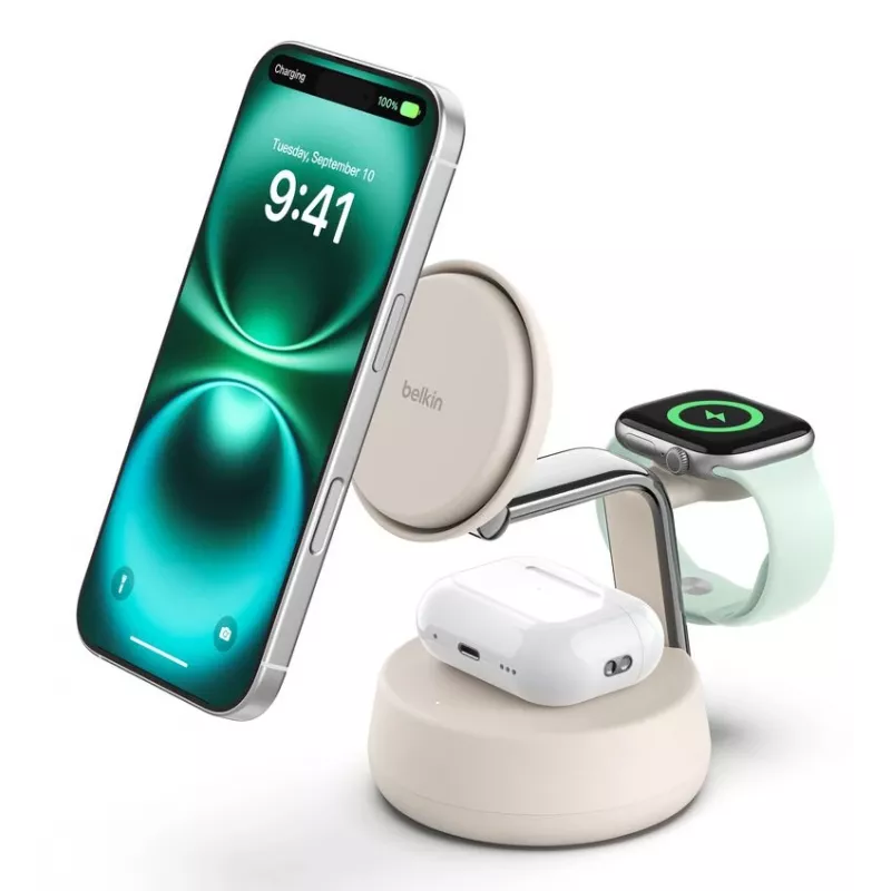 Carregador USB sem fios Belkin Qi2 WIZ040KQSD — 25 W, alimentação USB, cabo de 1,5 m, branco, para smartphone smartwatch auscultadores monitor de atividade