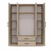 Roupeiro Topeshop ROMANA 160 SON 11 prateleiras 4 portas carvalho