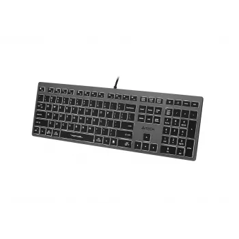 Teclado com fio A4Tech FX60H USB QWERTY – Full-Size 100%, retroiluminação branca, cinzento, hub USB