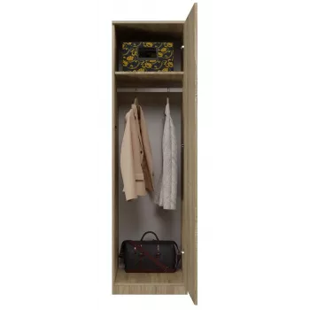 Roupeiro Topeshop SD-50 SON KPL 5 prateleiras 1 porta carvalho